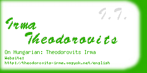 irma theodorovits business card